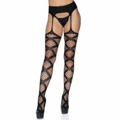 LEG AVENUE Net Garter Belt Stockings