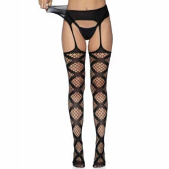 LEG AVENUE Net Garter Belt Stockings -Snazaroo Sales 1954 001 06 2771beca4f