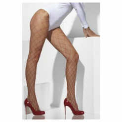 Smiffys Diamond Net Tights, Red