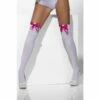 Smiffys Opaque Hold-Up Stockings, White With Pink Bows -Snazaroo Sales 42766 1 3d131401be