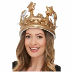 Smiffys Inflatable Crown, Gold