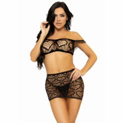 LEG AVENUE 3 Piece Top, Mini Skirt & G-string