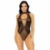 LEG AVENUE Net And Lace Keyhole Bodysuit