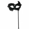 Black Mask With Lace On Stick