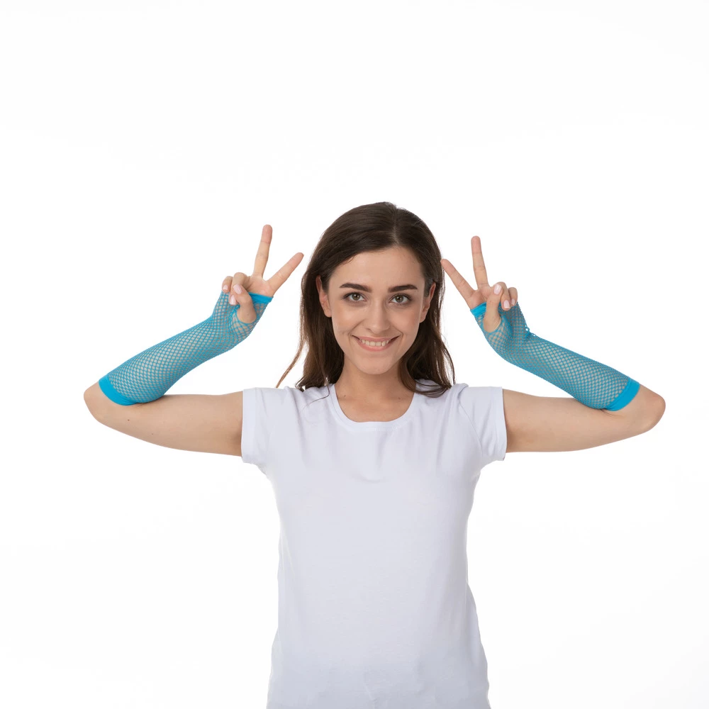 Fishnet Gloves, Baby Blue 6 Fishnet Gloves, Baby Blue - Image 4