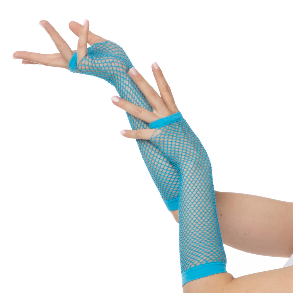 Fishnet Gloves, Baby Blue 3 Fishnet Gloves, Baby Blue