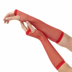 Fishnet Gloves, Red