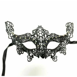 Silver Beaded Lace Mask