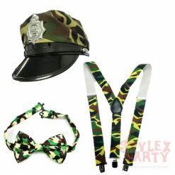 Army Hat, Bow Tie & Suspenders Bundle