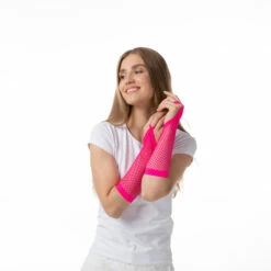 Finger Loop Fishnet Gloves, Pink -Snazaroo Sales st0437 2068 ab00f7d4b7