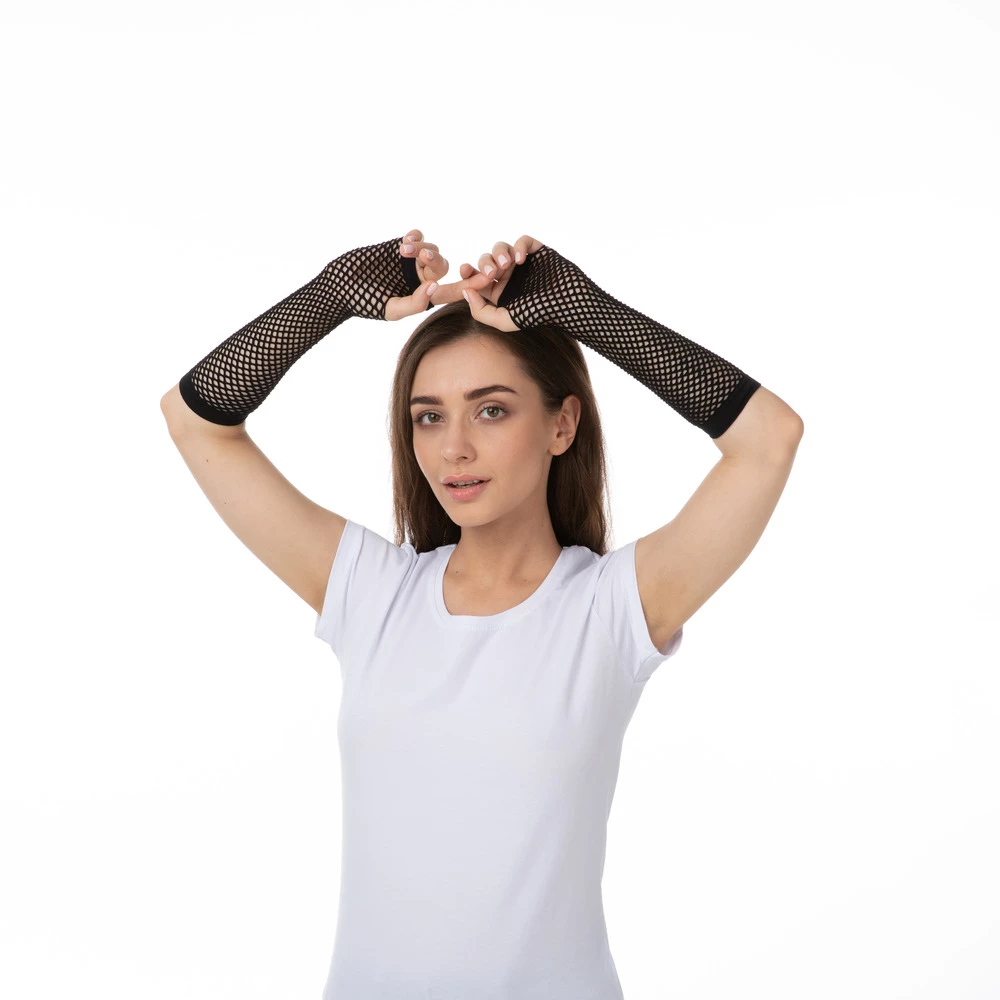 Fishnet Gloves, Black 5 Fishnet Gloves, Black - Image 3