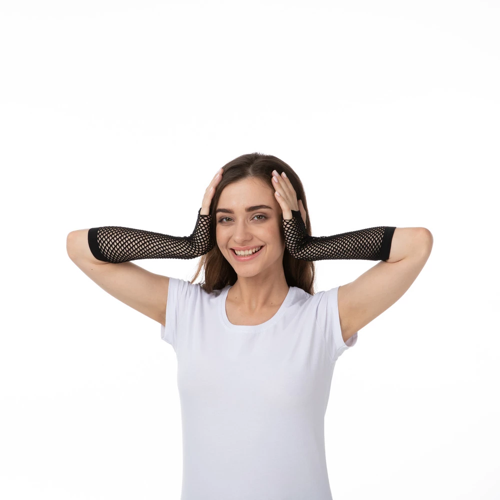 Fishnet Gloves, Black 6 Fishnet Gloves, Black - Image 4