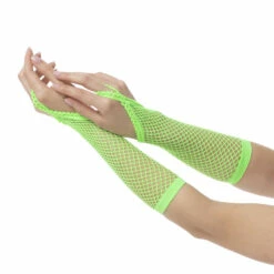 Finger Loop Fishnet Gloves, Green