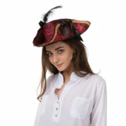 Pirate Hat, Red Black Lace